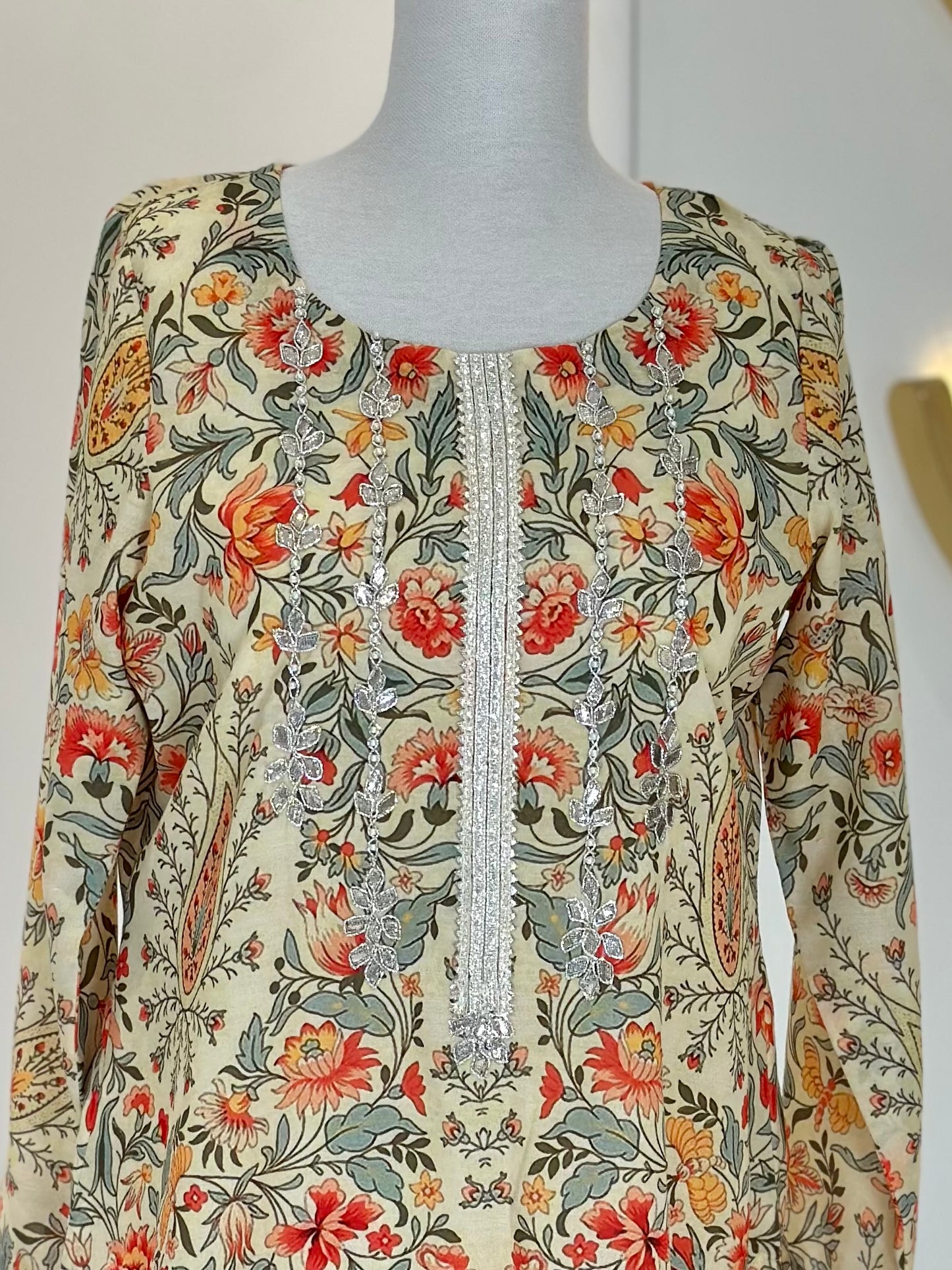 Yellow Print Lawn Shirt With Gotta Work