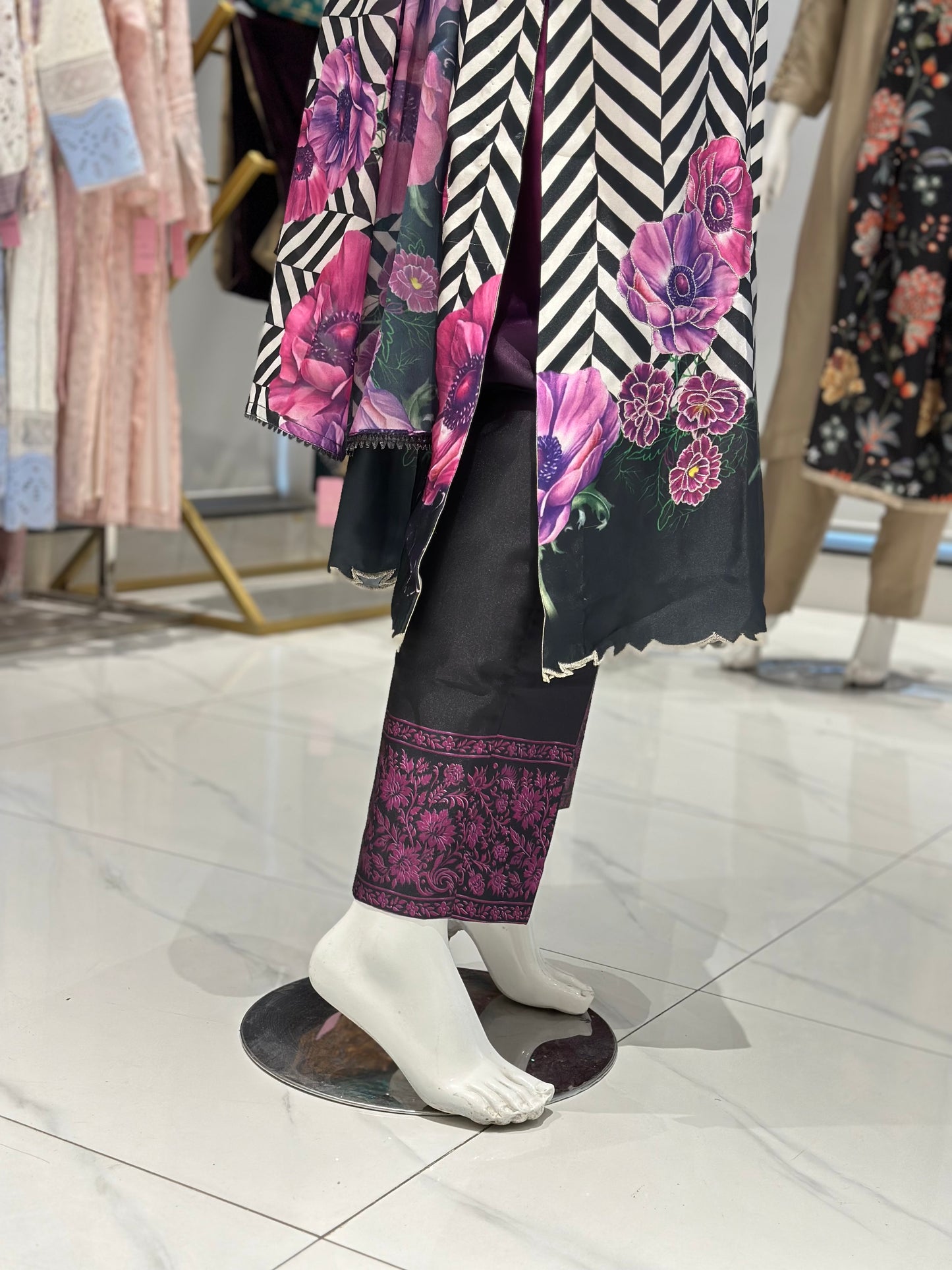 Silk Essence Printed Suit With hand embellishment