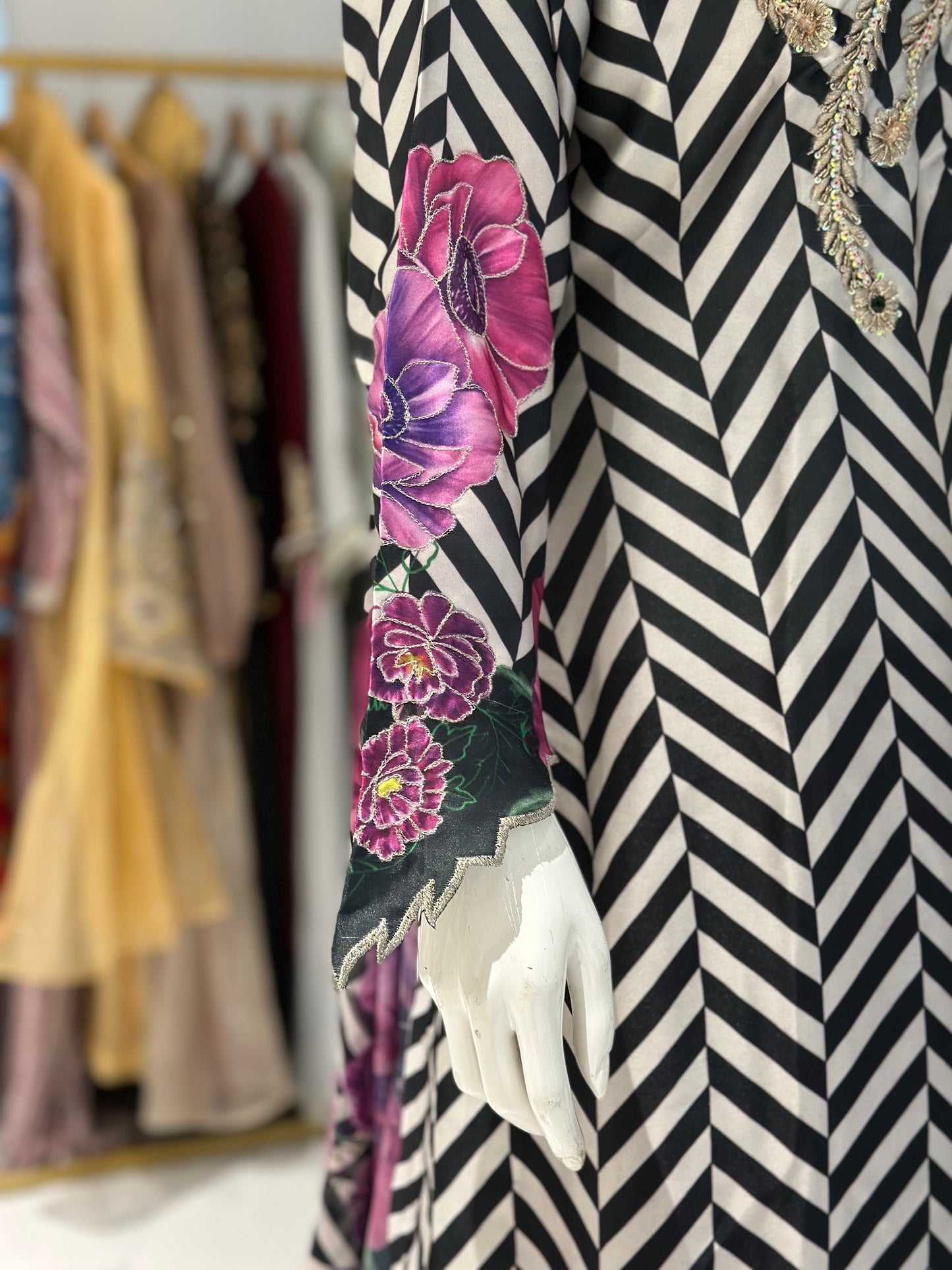 Silk Essence Printed Suit With hand embellishment