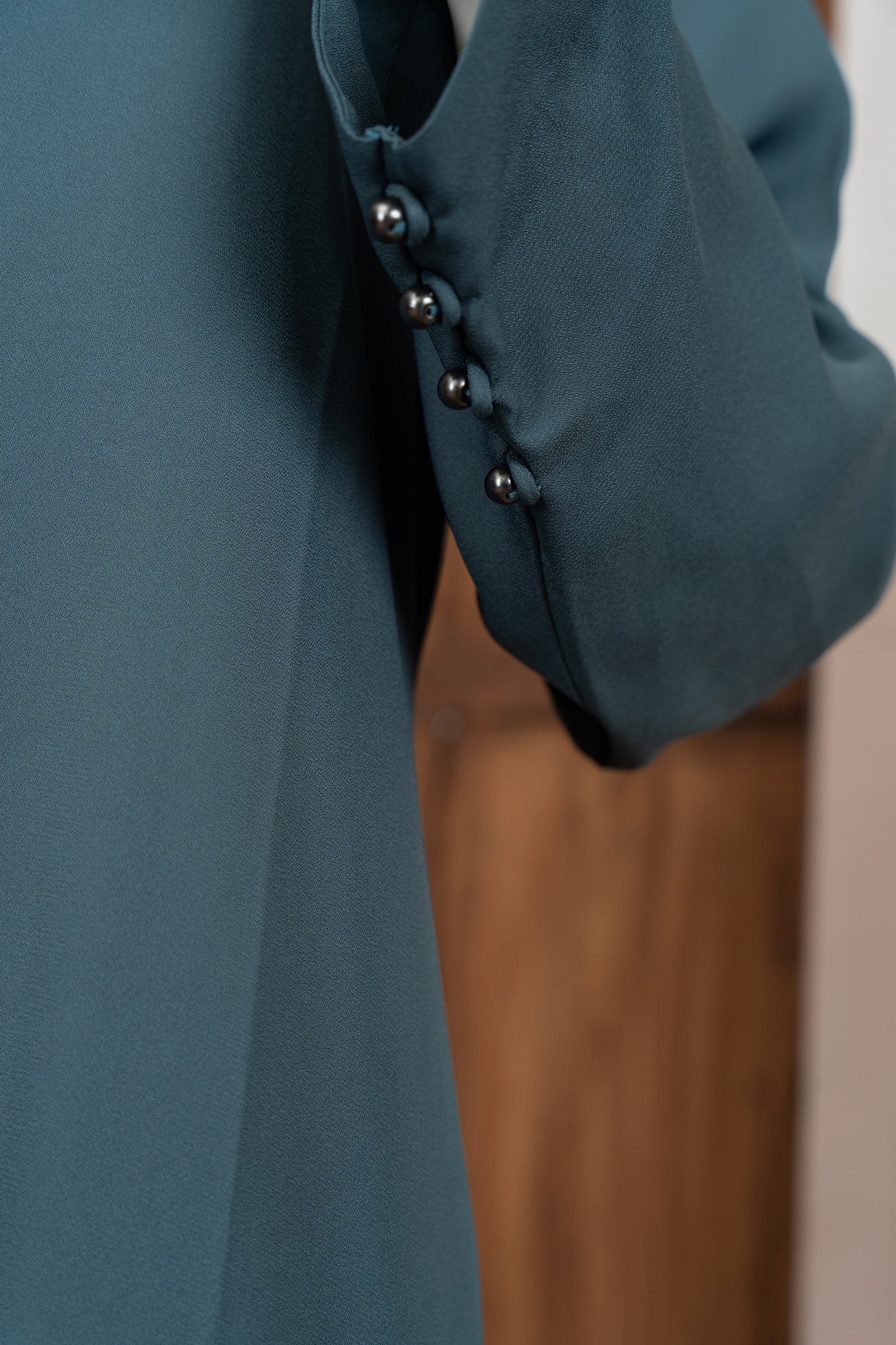 Greyish Green Georgette Dress - Close Up Neck