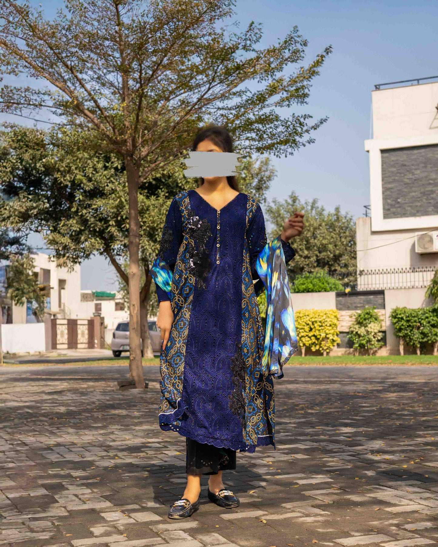 2 PC Blue Chikankari