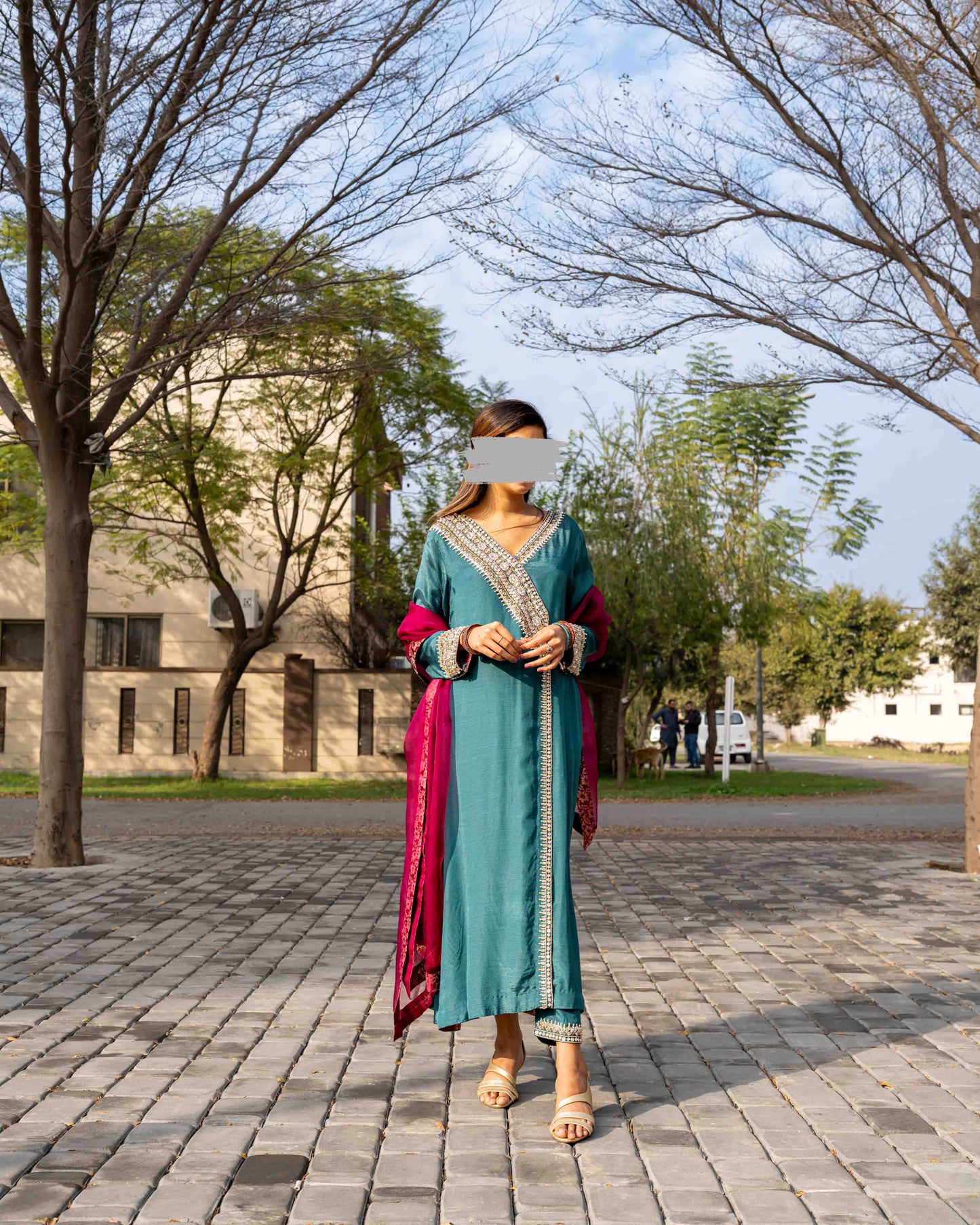 Angrakha Raw Silk Suit