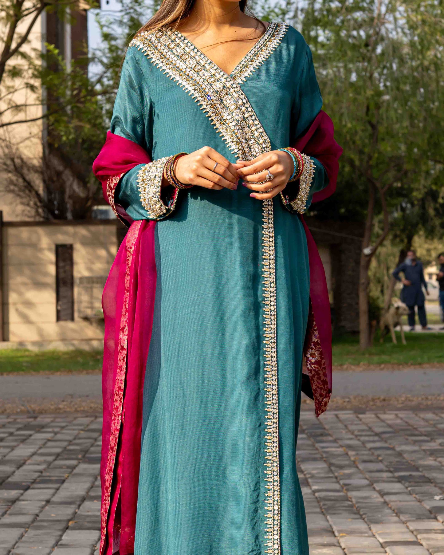 Angrakha Raw Silk Suit