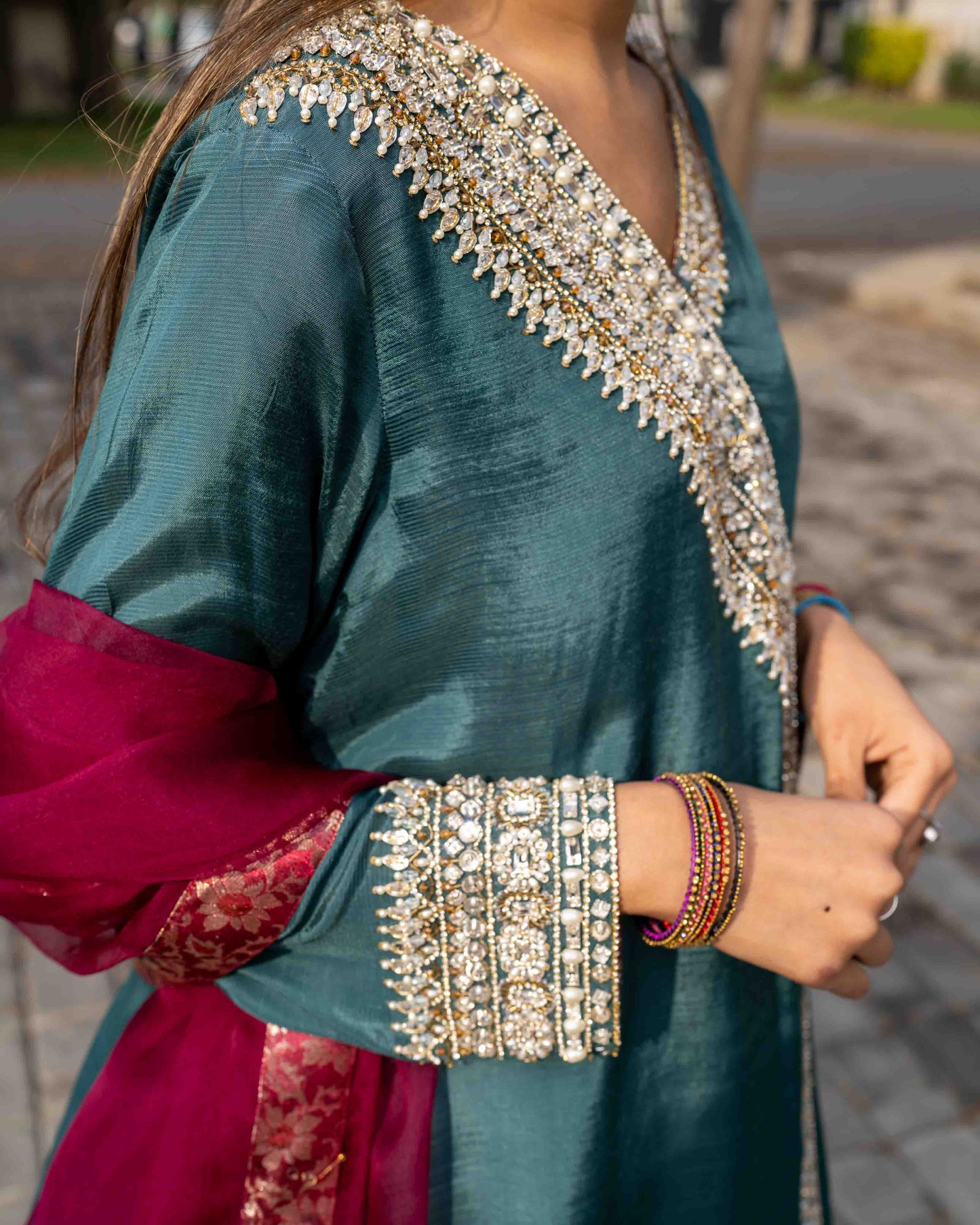 Angrakha Raw Silk Suit