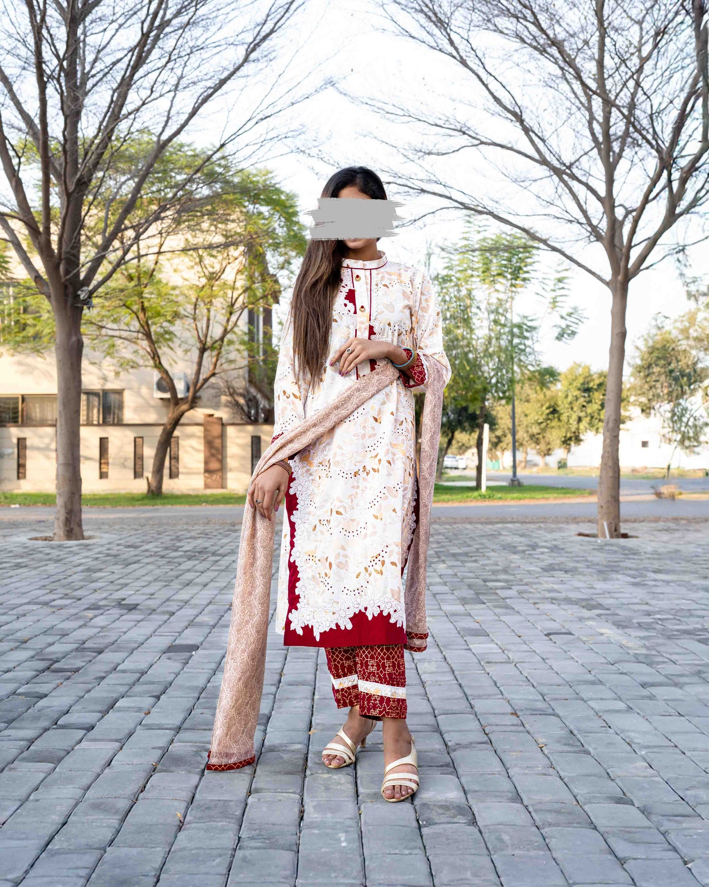 3 PC White Chickenkari