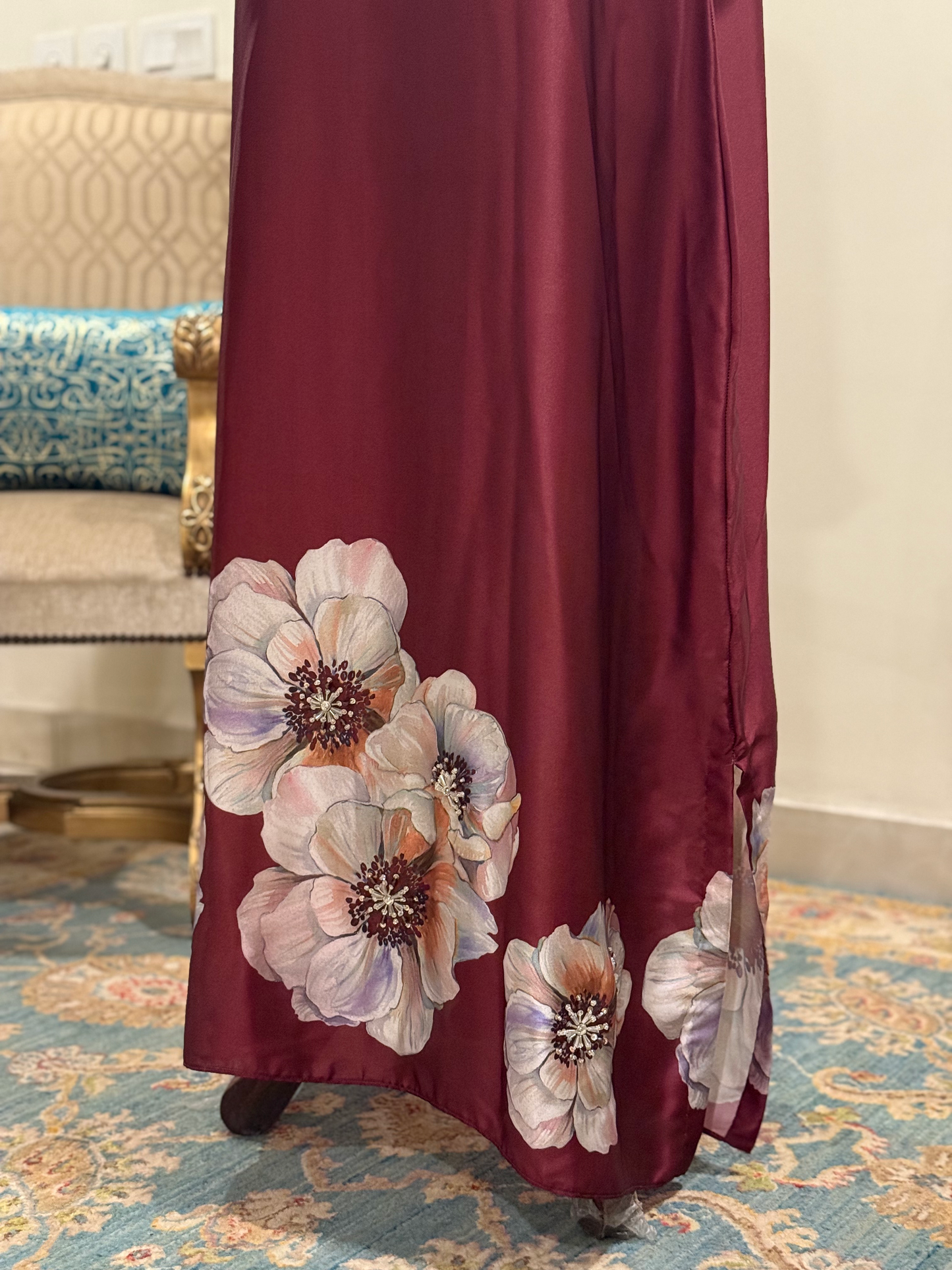 Burgandi silk maxi