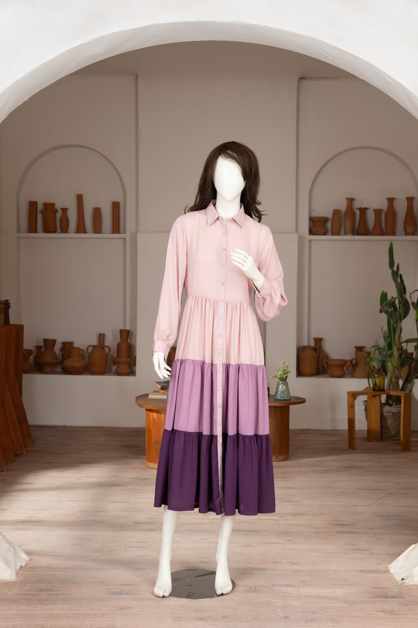 Purple Georgette Dress - Front Pose