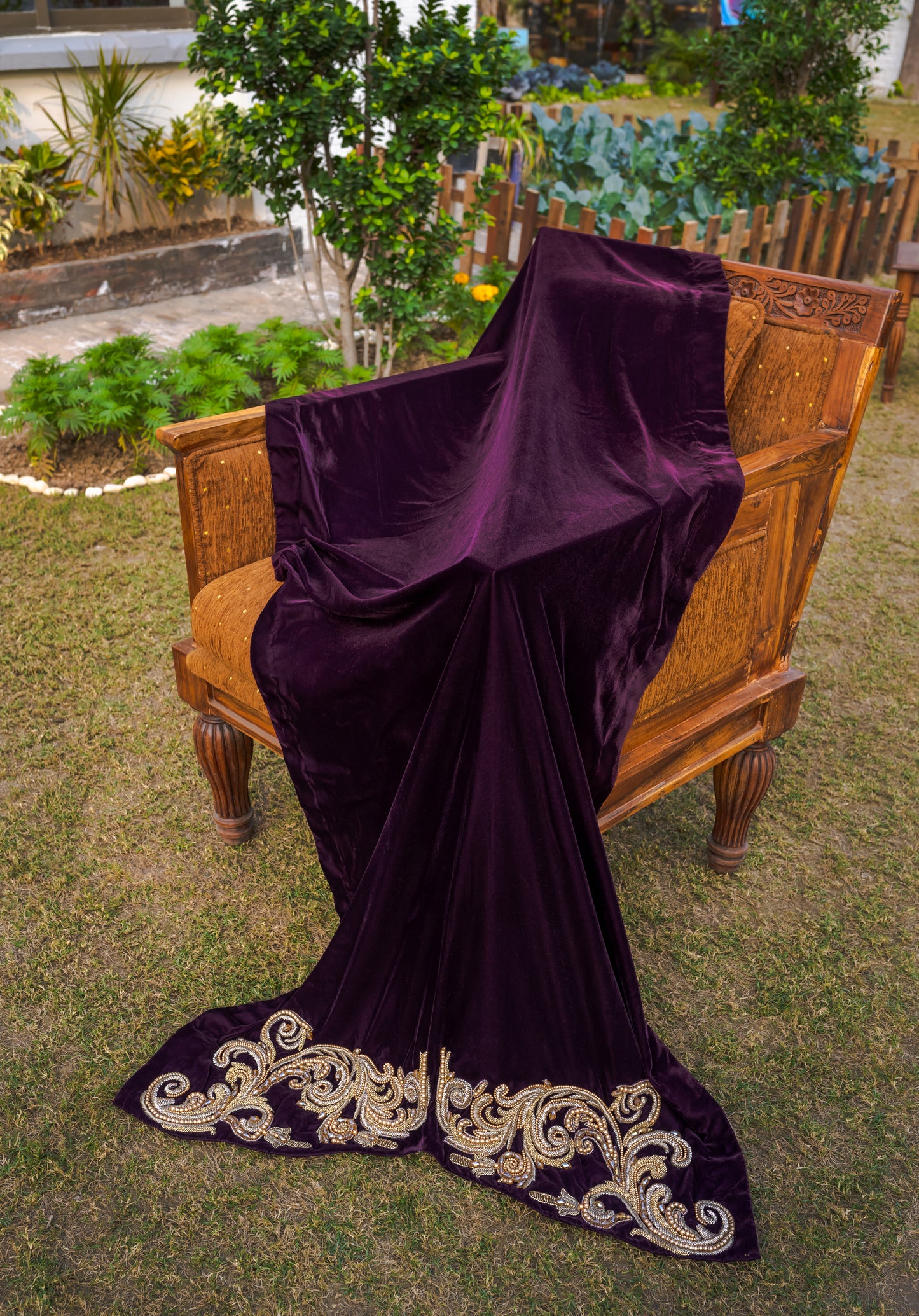 Purple Micro Velvet Shawl