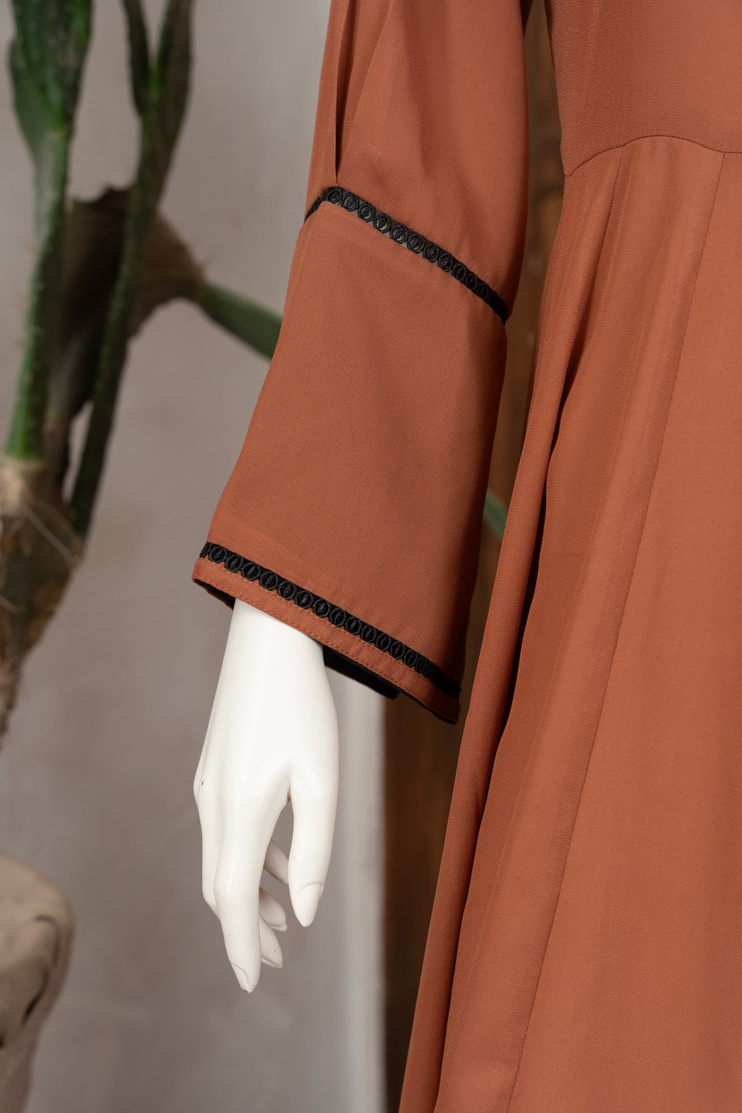 Rust Georgette Dress - Close Up Sleeve