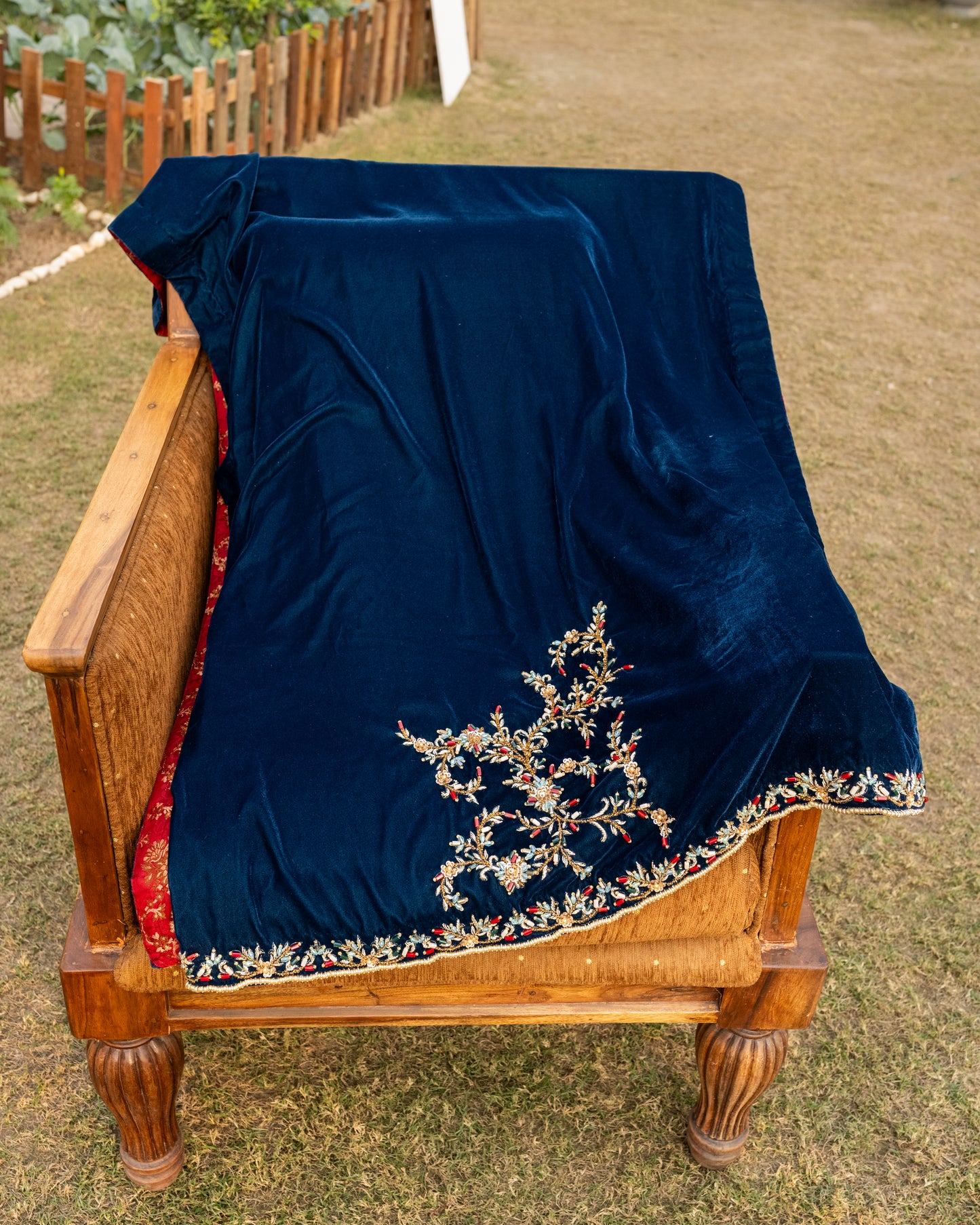 Teal Blue Micro Velvet Shawl One