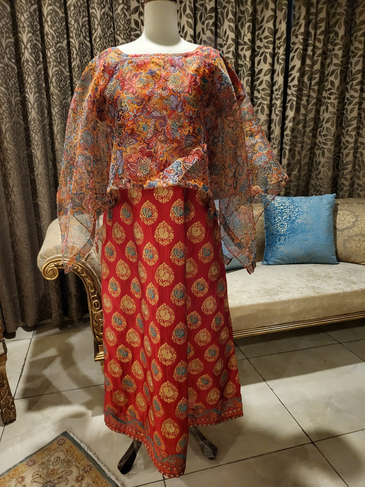 Deep red silk maxi
