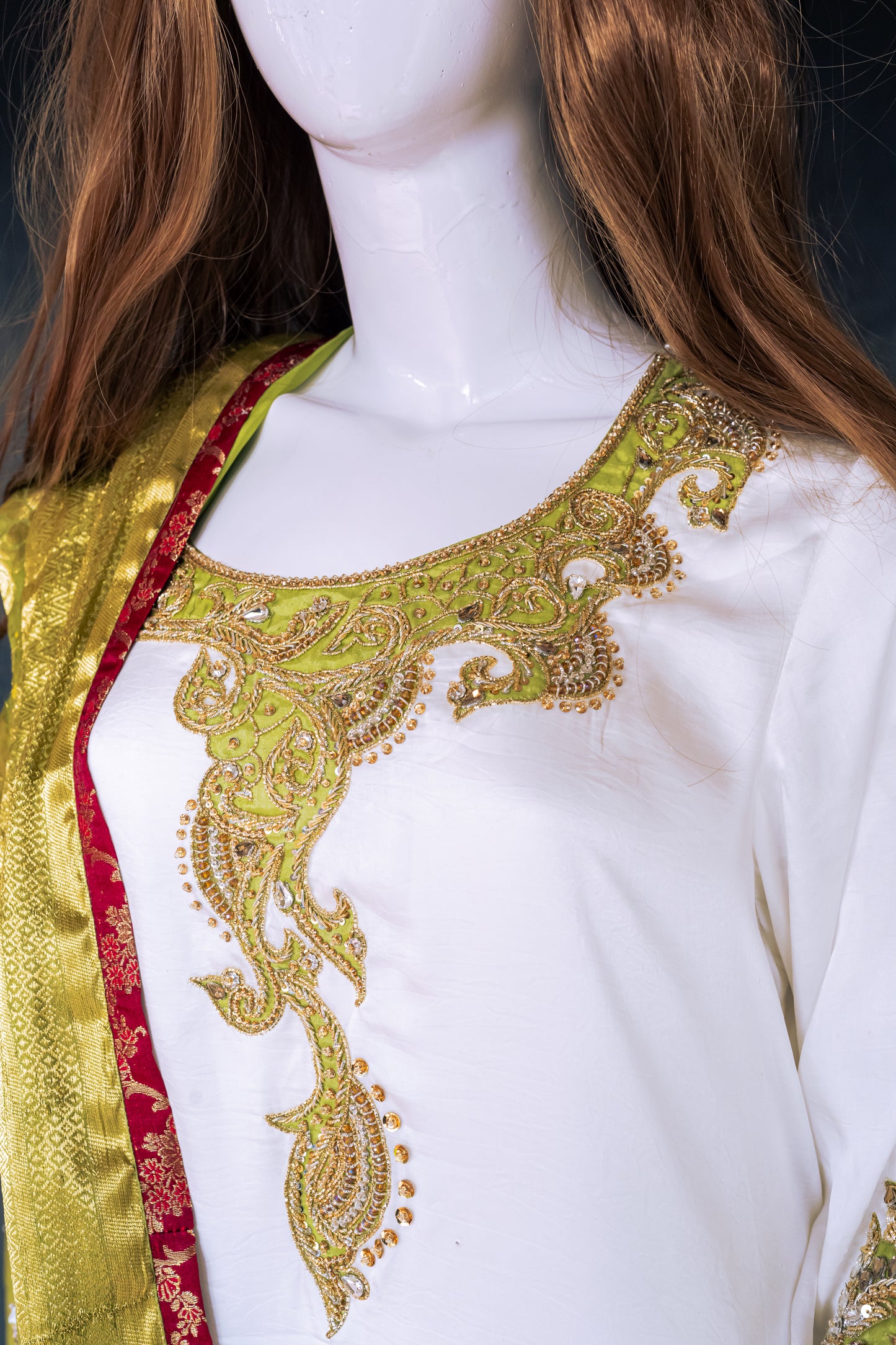 White Shamoz Dress - 2nd Design Neck Close Up