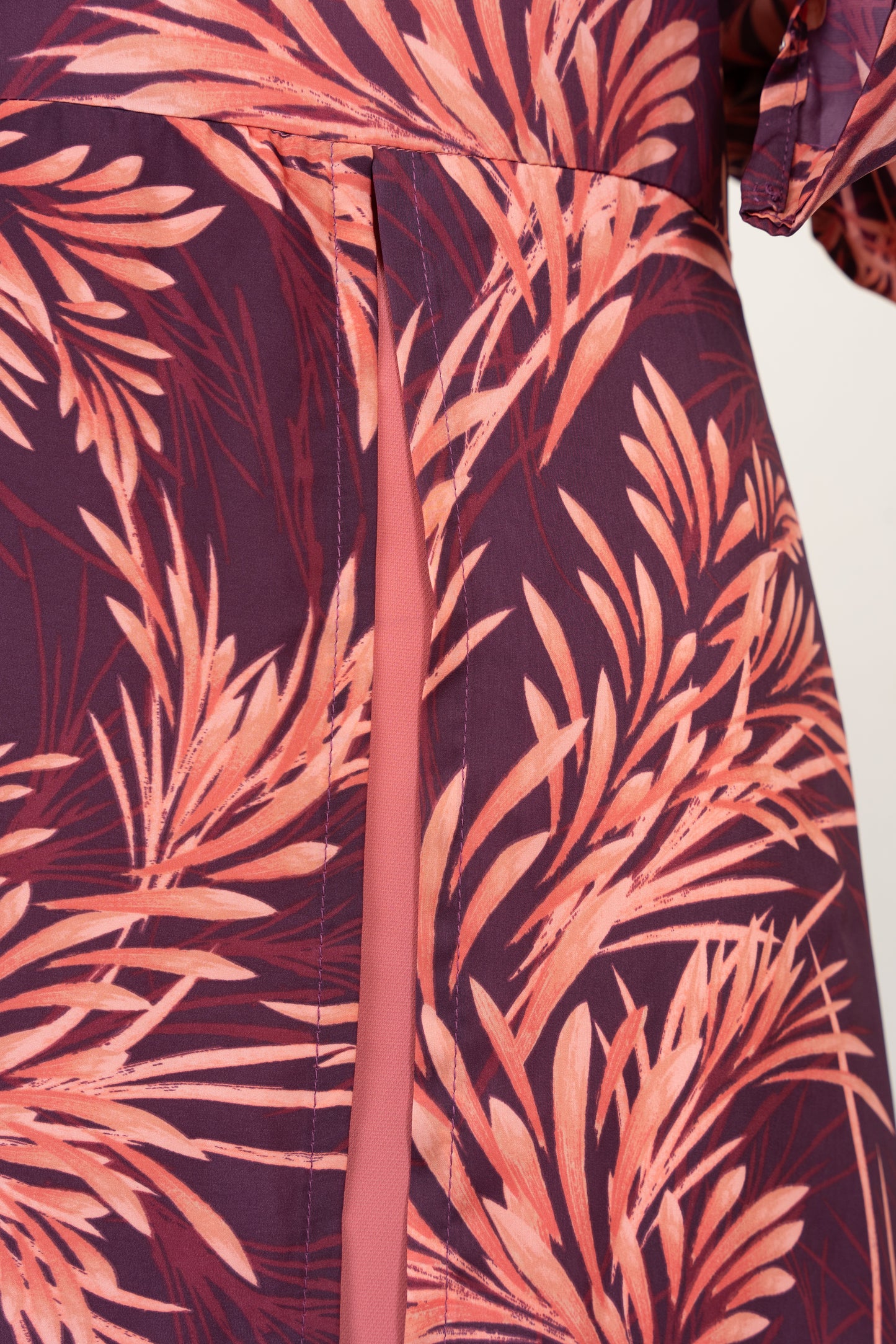 Wine Printed Georgette Dress - Close Up Design
