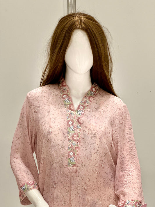 Cream Printed Chikankari Jump Suit
