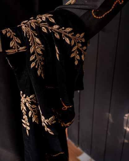 Black Silk Suit Close Up Dupatta
