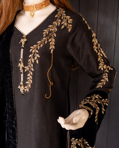 Black Silk Suit - Close Up Left