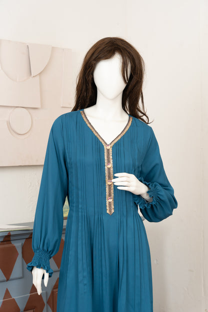 Cerulean Georgette Dress - Close Up Three Quarter
