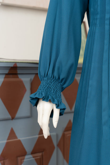 Cerulean Georgette Dress - Close Up Sleeve Right