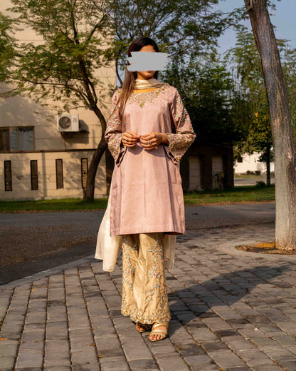 Raw Silk Tea Pink Set