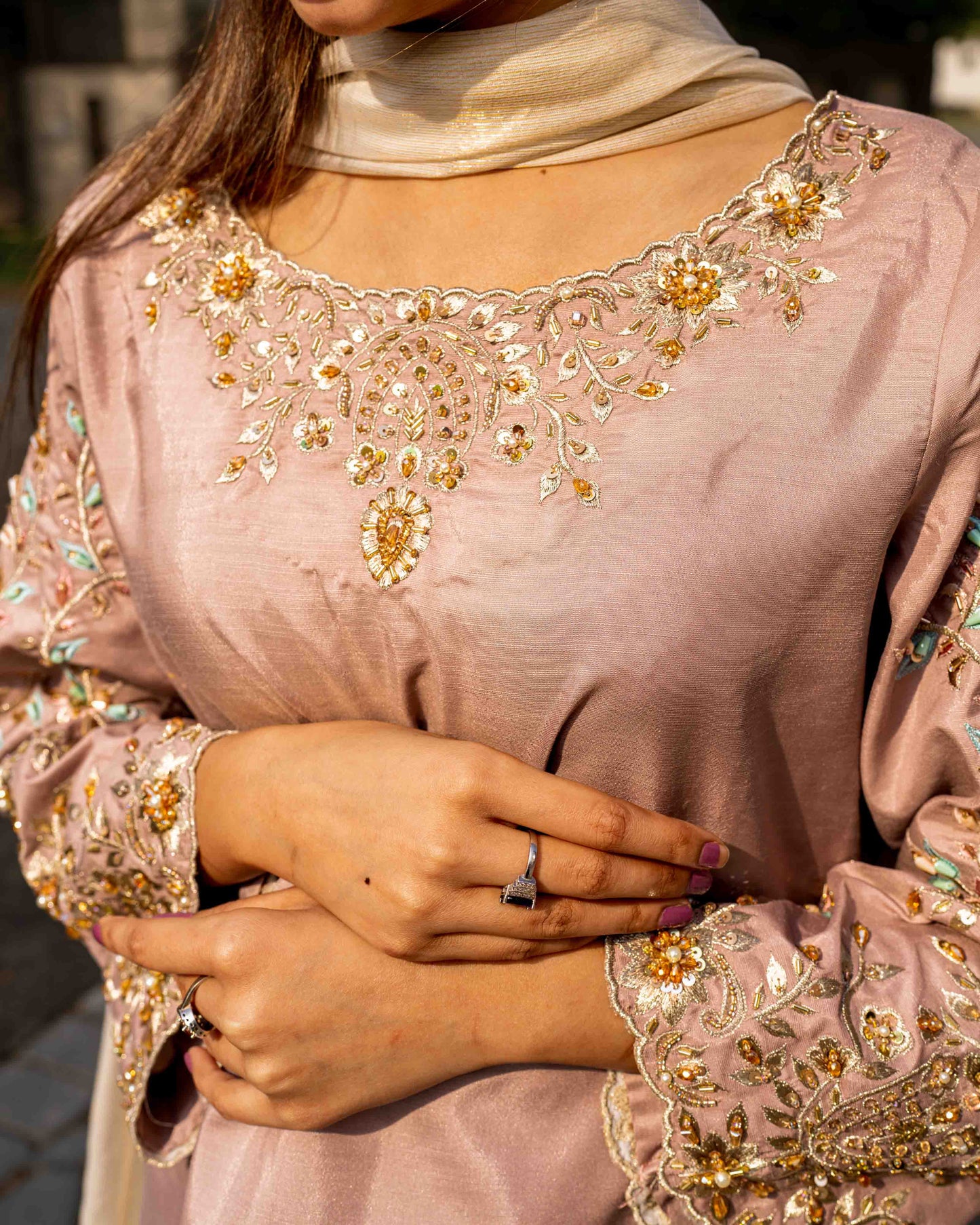 Raw Silk Tea Pink Set