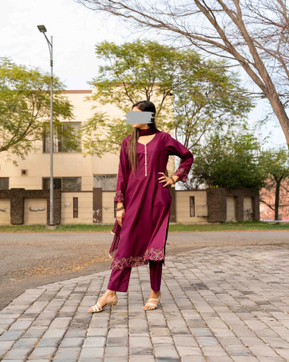 Dark Purple Raw Silk Suit