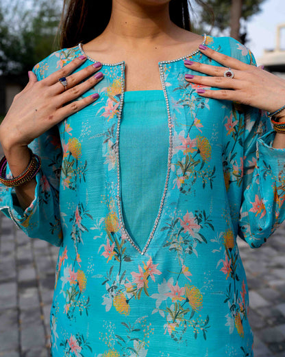 Turquoise Silk Shirt