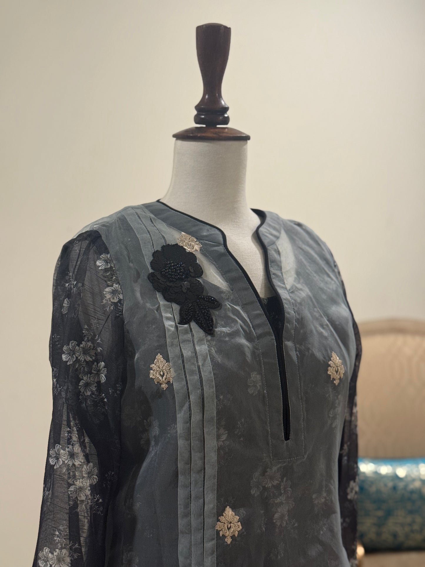 Sophisticated Black & Grey Evening Dress