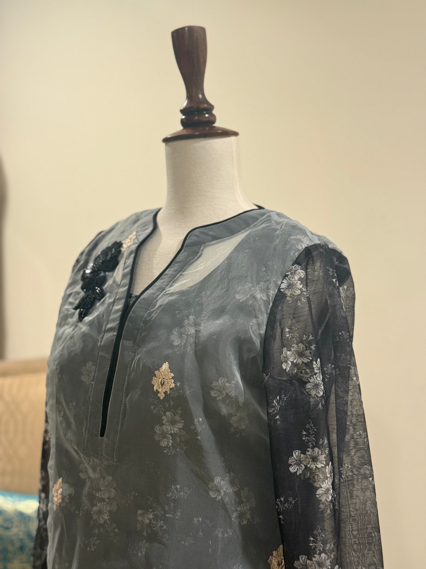 Sophisticated Black & Grey Evening Dress