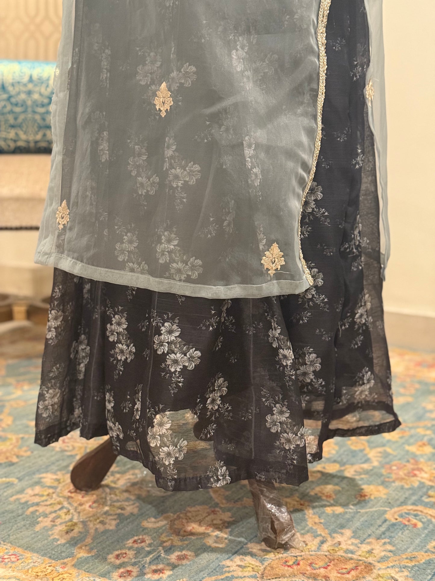 Sophisticated Black & Grey Evening Dress