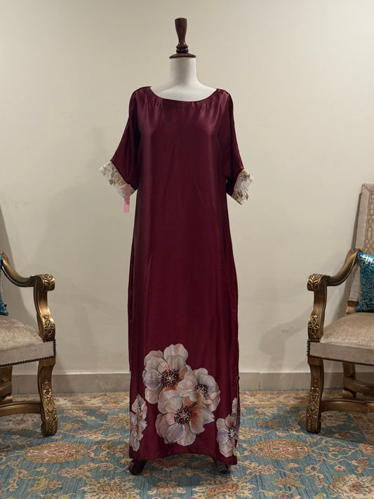 Burgandi silk maxi