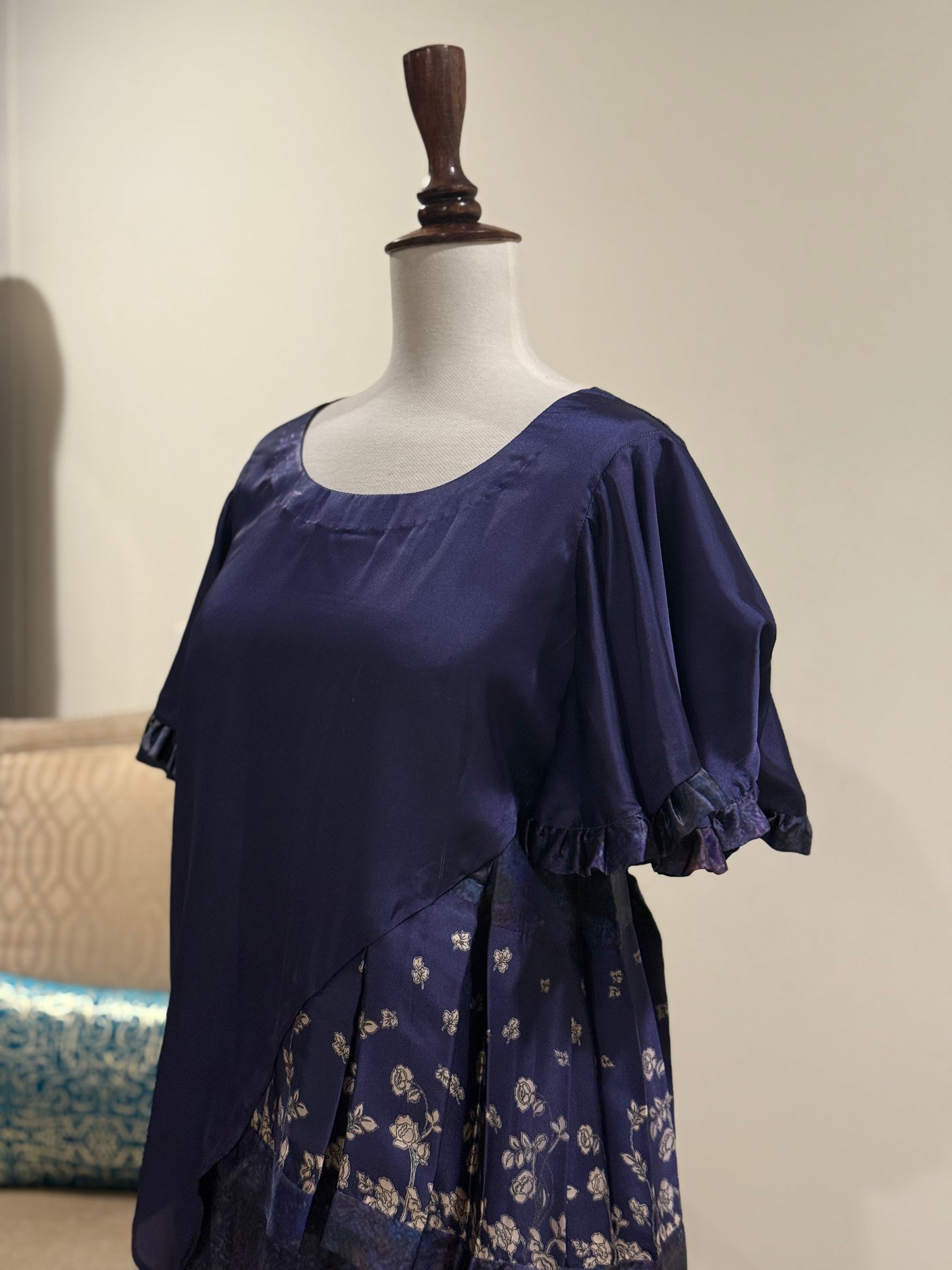 Purple silk skirt blouse