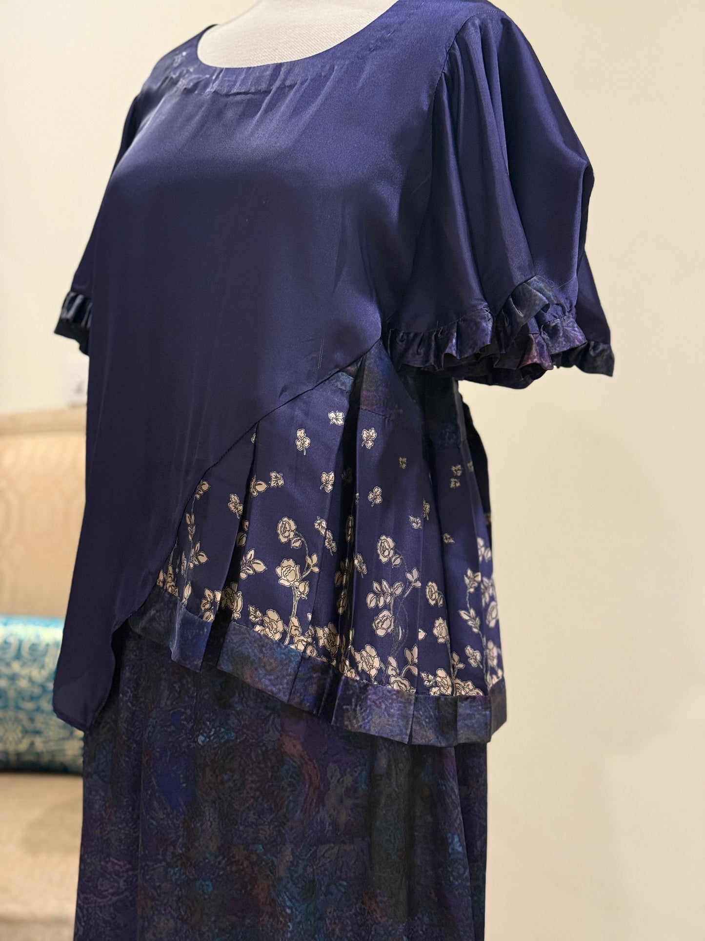 Purple silk skirt blouse