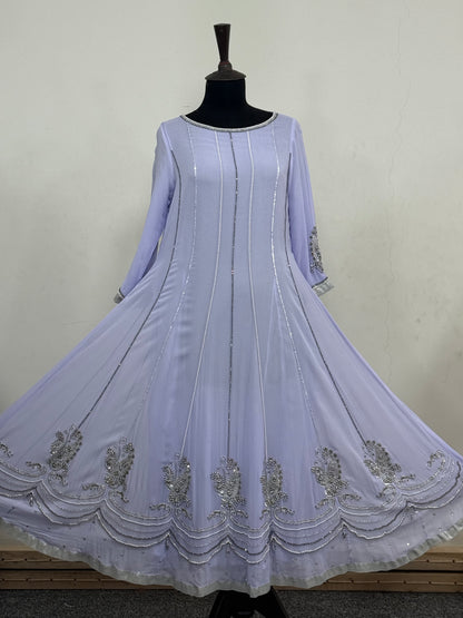 Sky Blue Frock – Chiffon Anarkali Dress