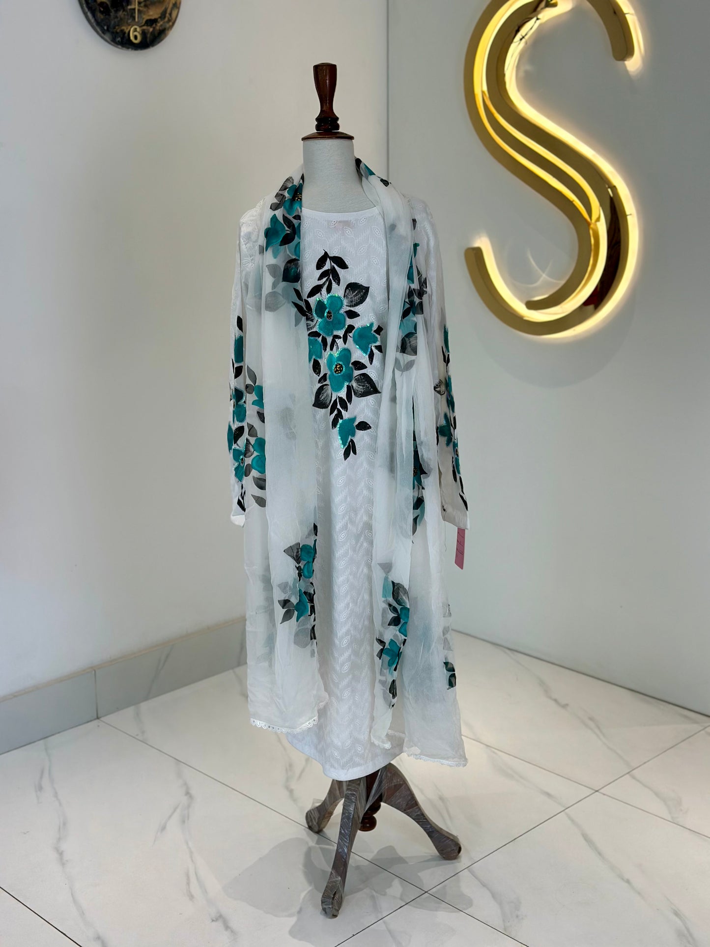 White 2 Piece Chickenkari Suit