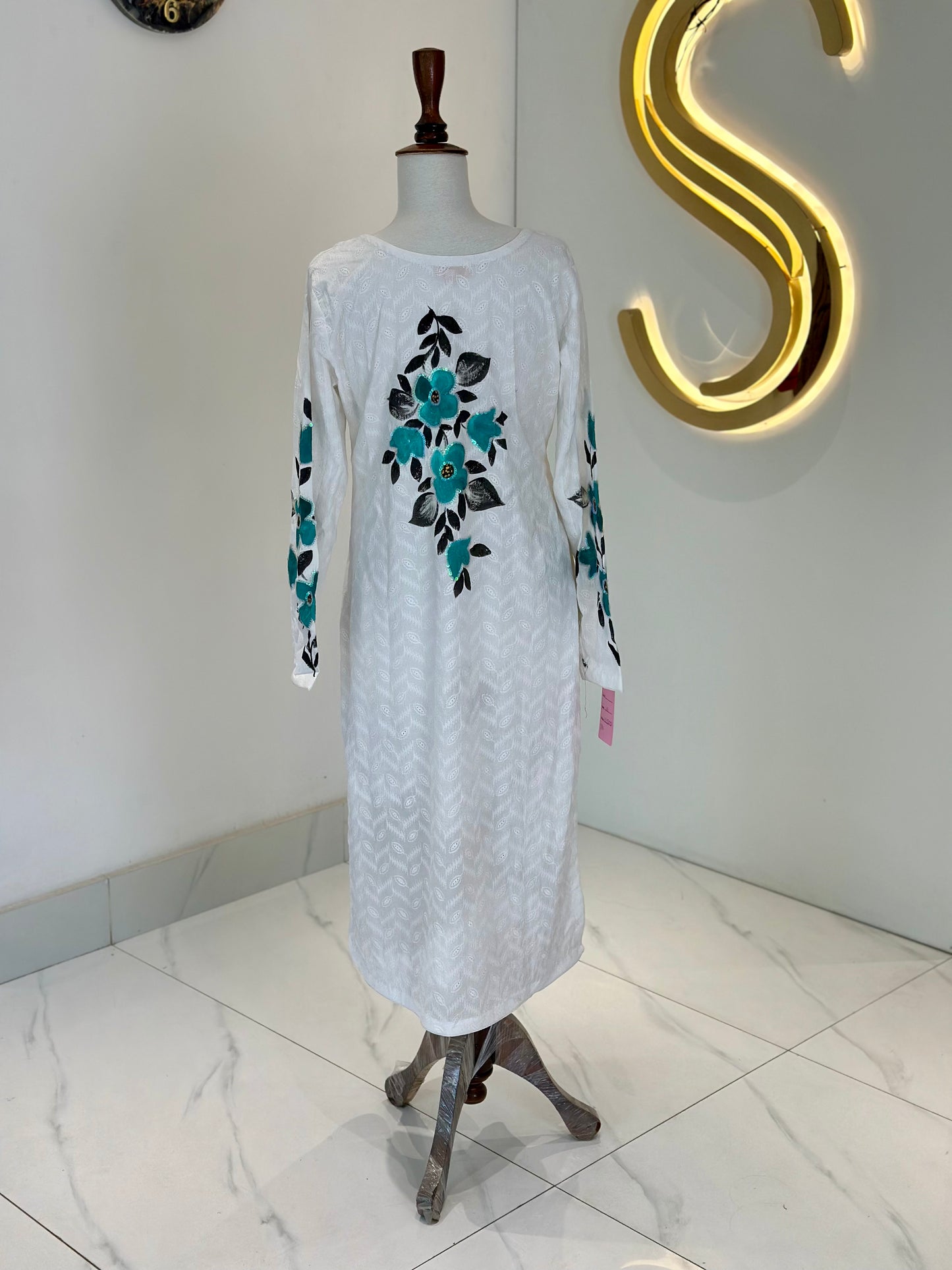 White 2 Piece Chickenkari Suit