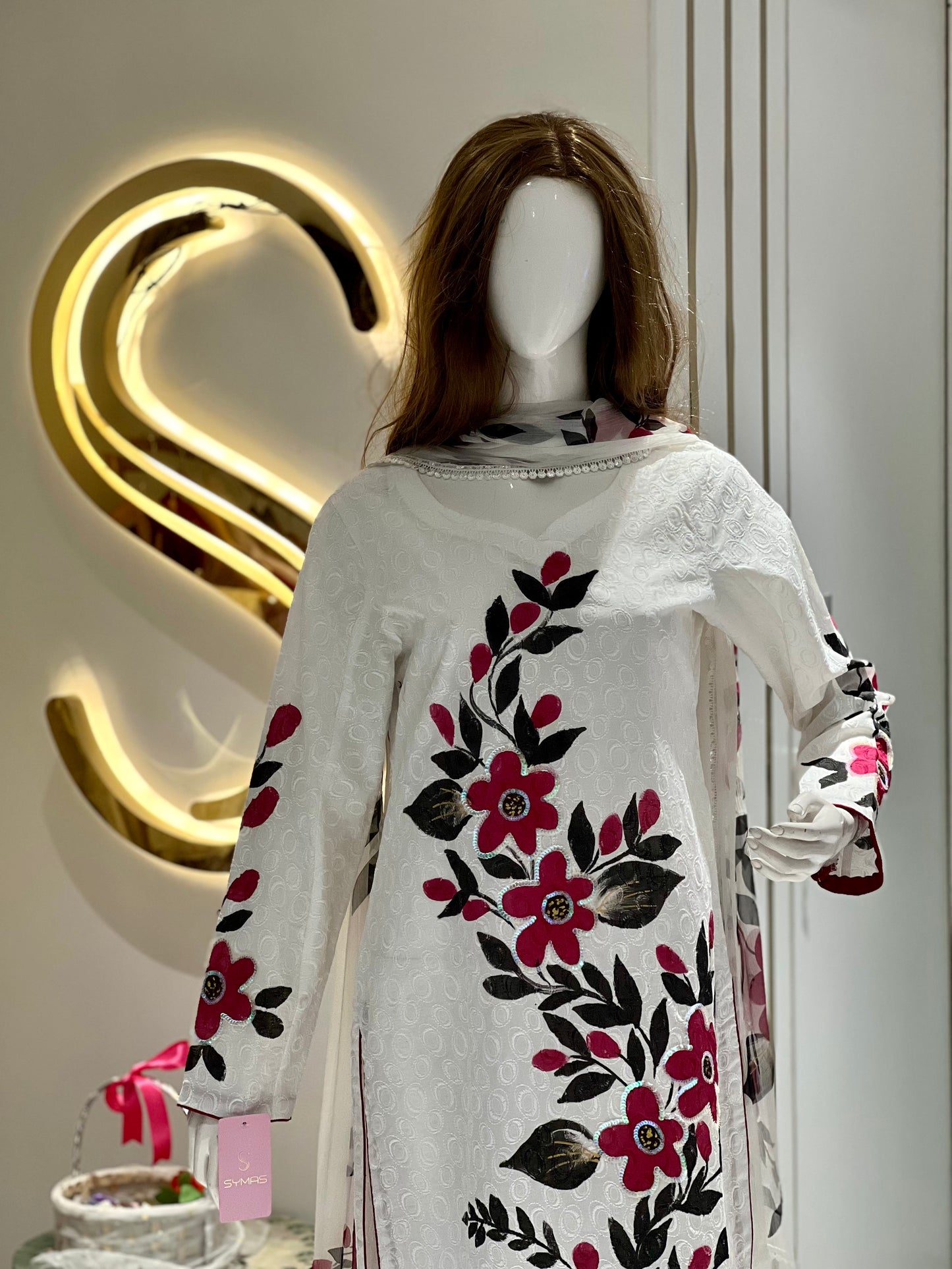 White 2 Piece Chickenkari Suit