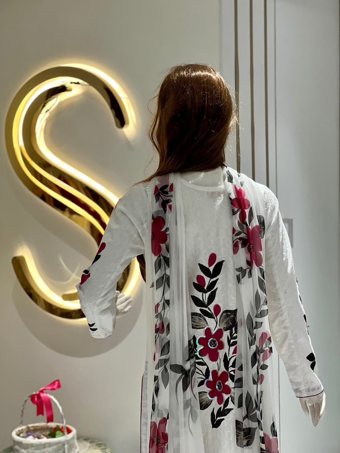 White 2 Piece Chickenkari Suit