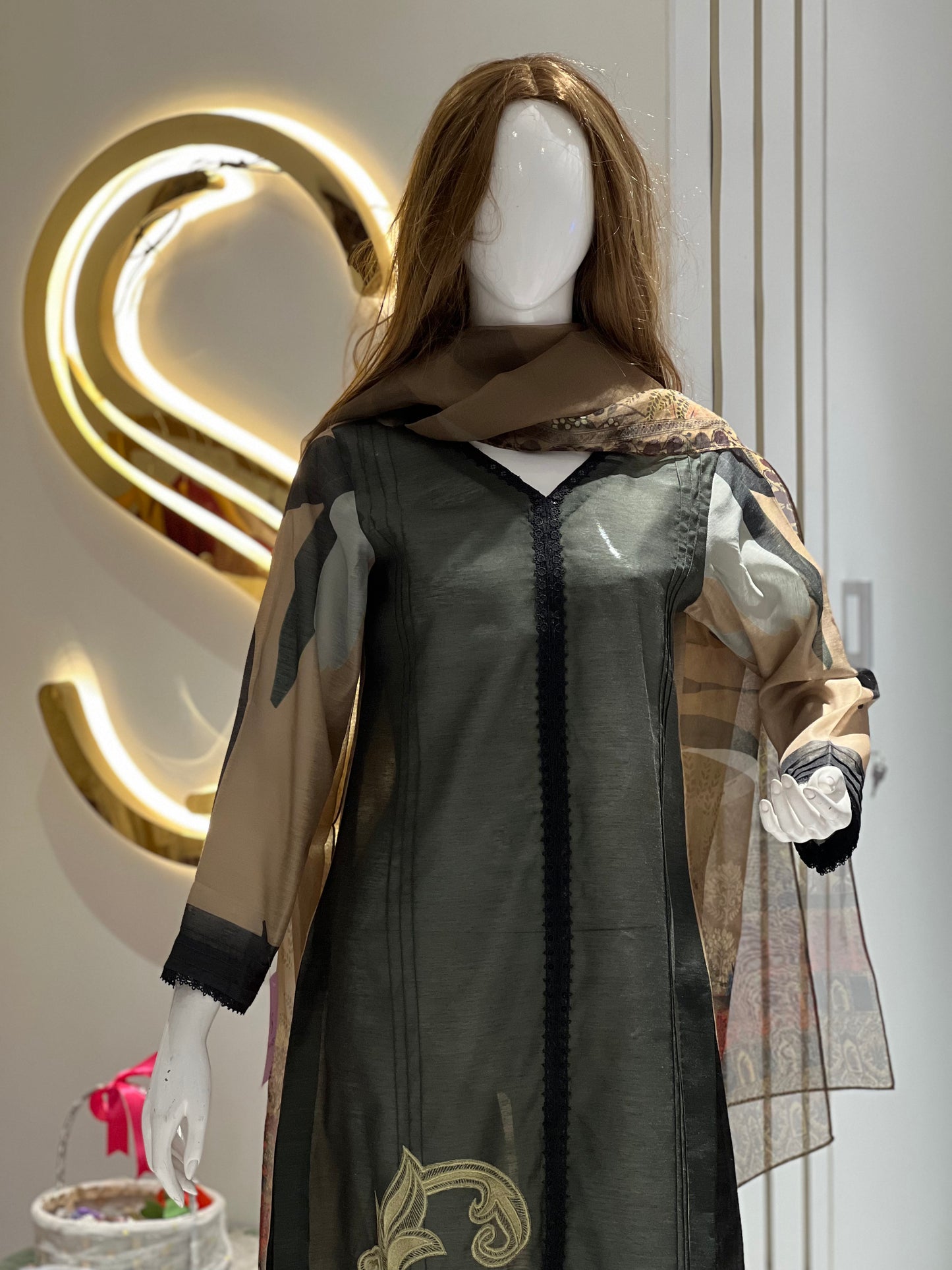 Olive Green Cotton Suit