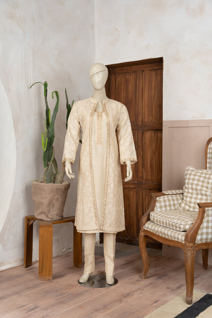 Light Beige Paper Silk Gown - Front Pose