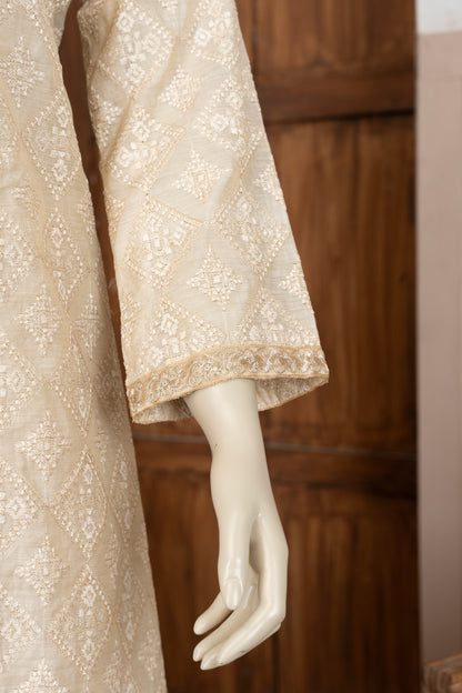 Light Beige Paper Silk Gown - Close Up Sleeve