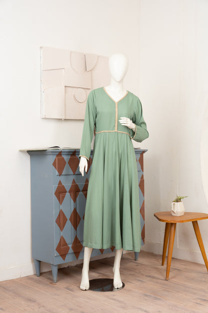 Light Sage Georgette Dress - Front Pose