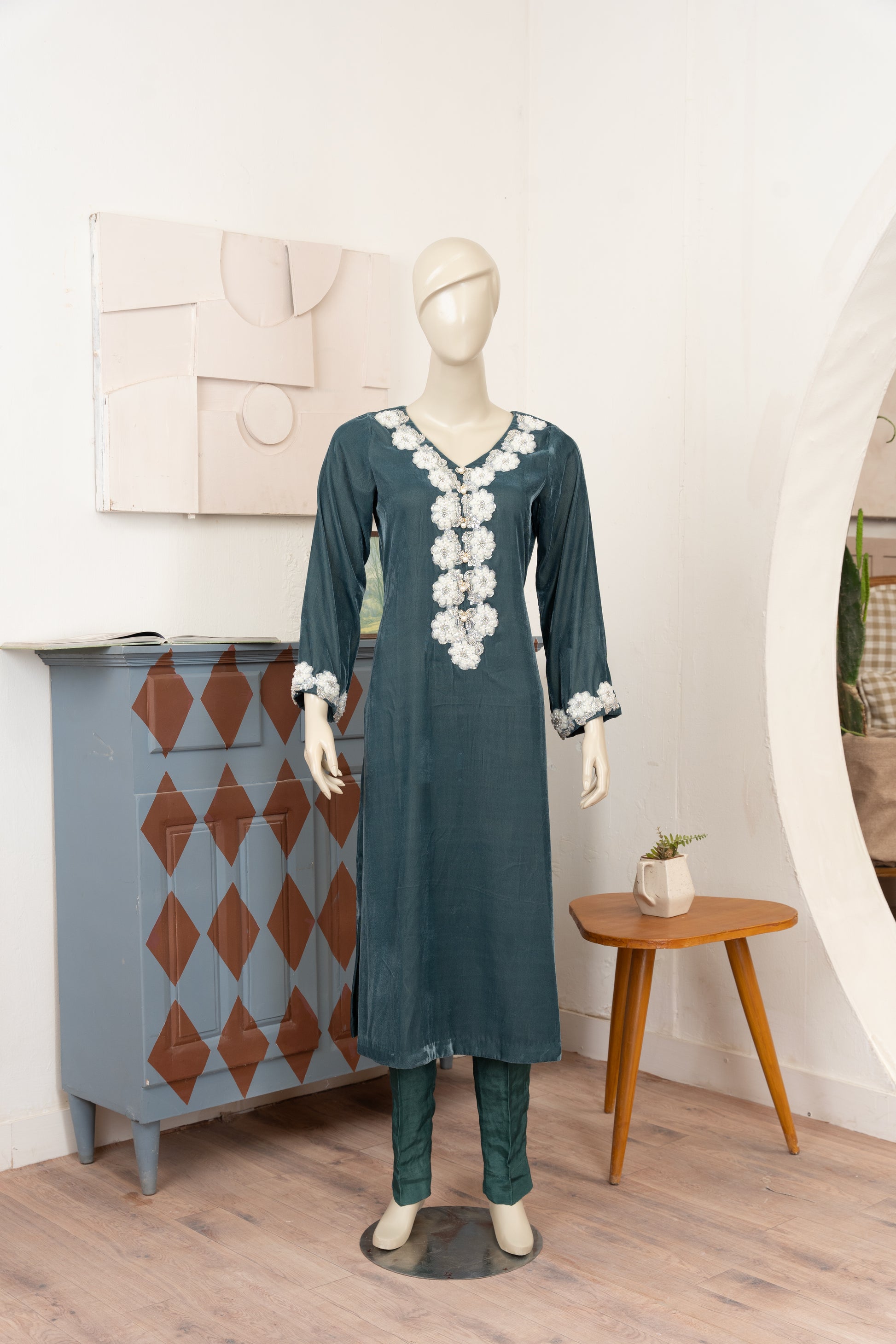 Nocturne Blue Velvet Suit - Front Pose