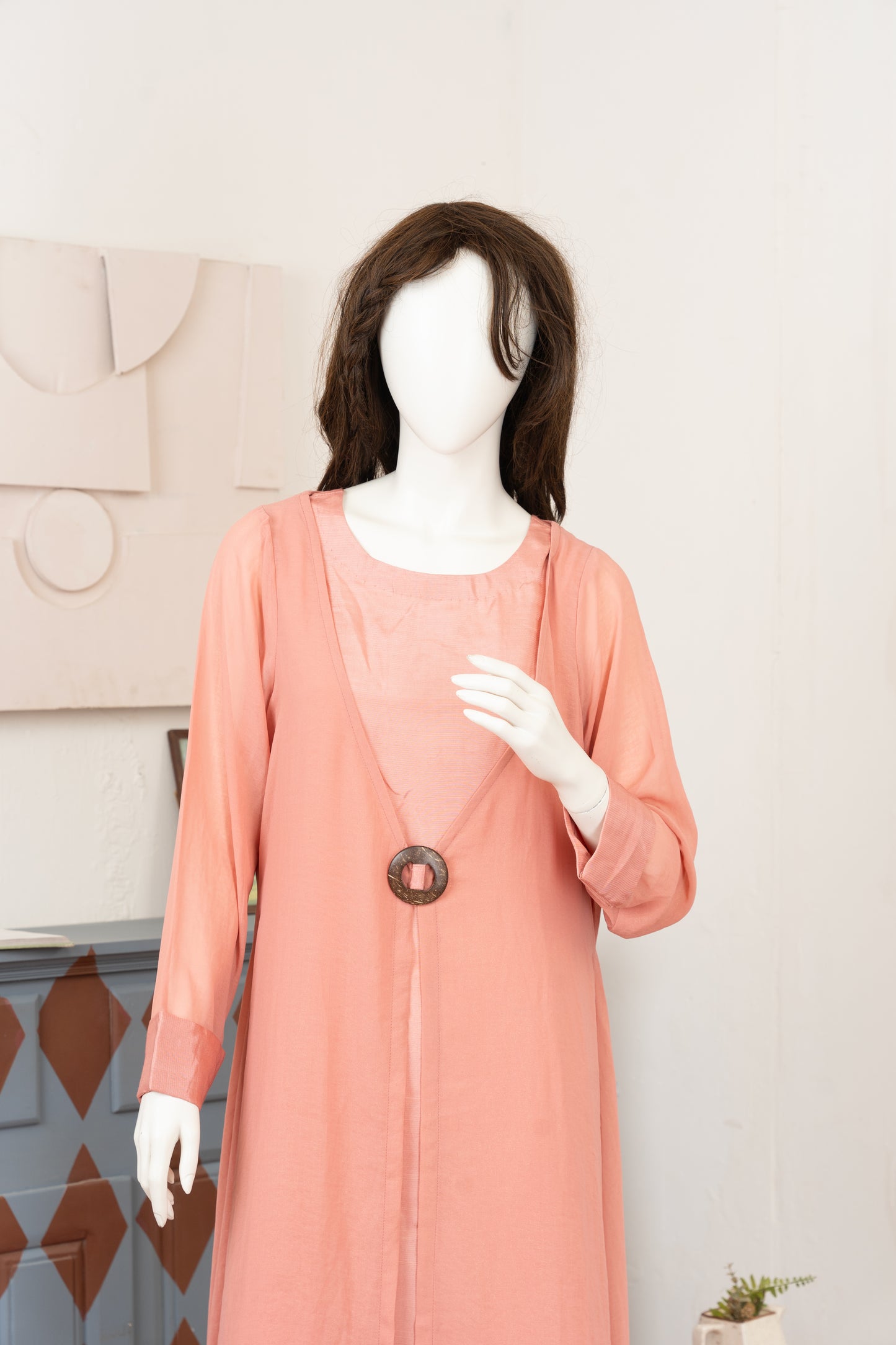 Peach Chiffon Gown - Close Up Upper Half