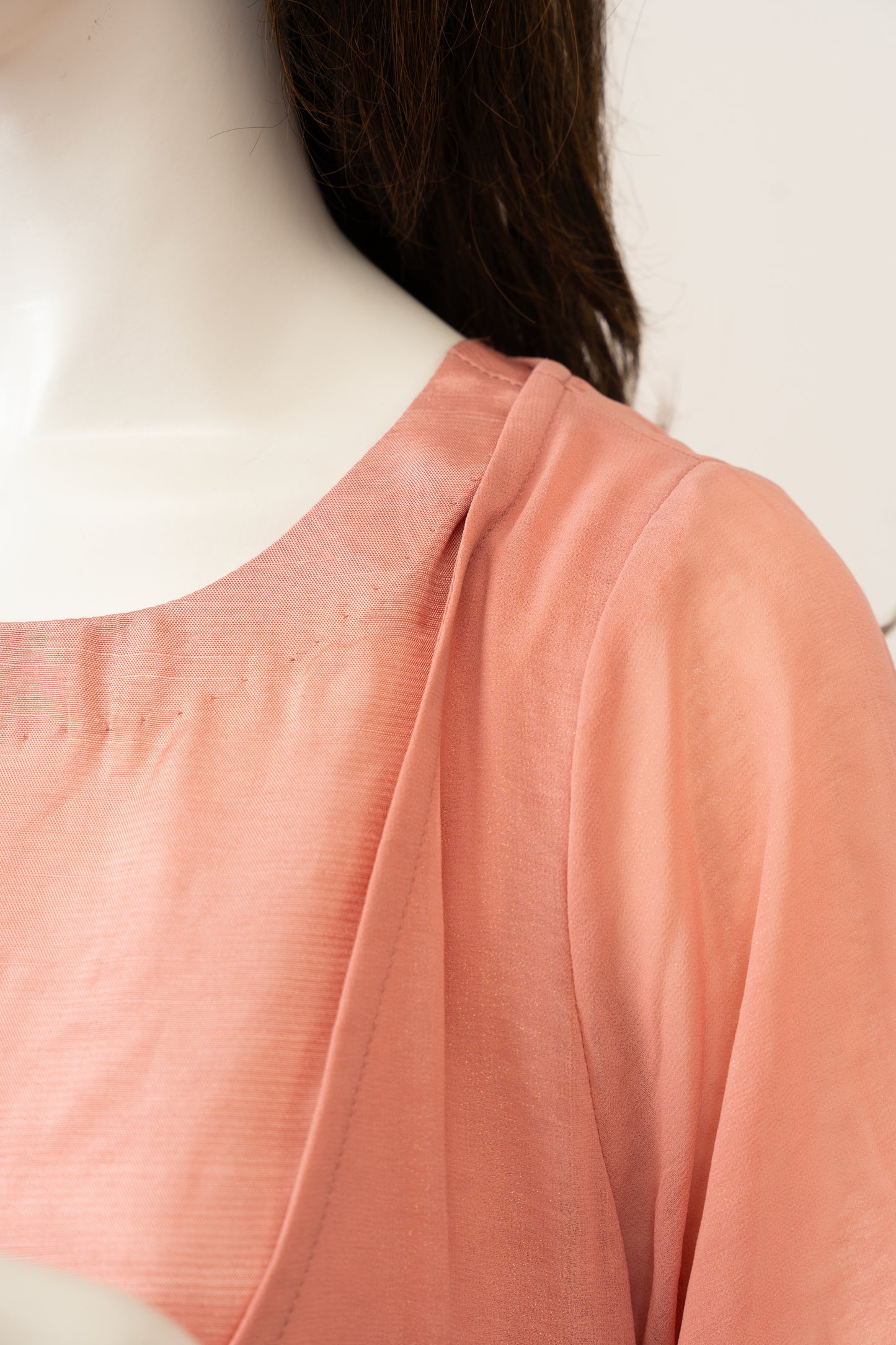 Peach Chiffon Gown - Close Up Neck