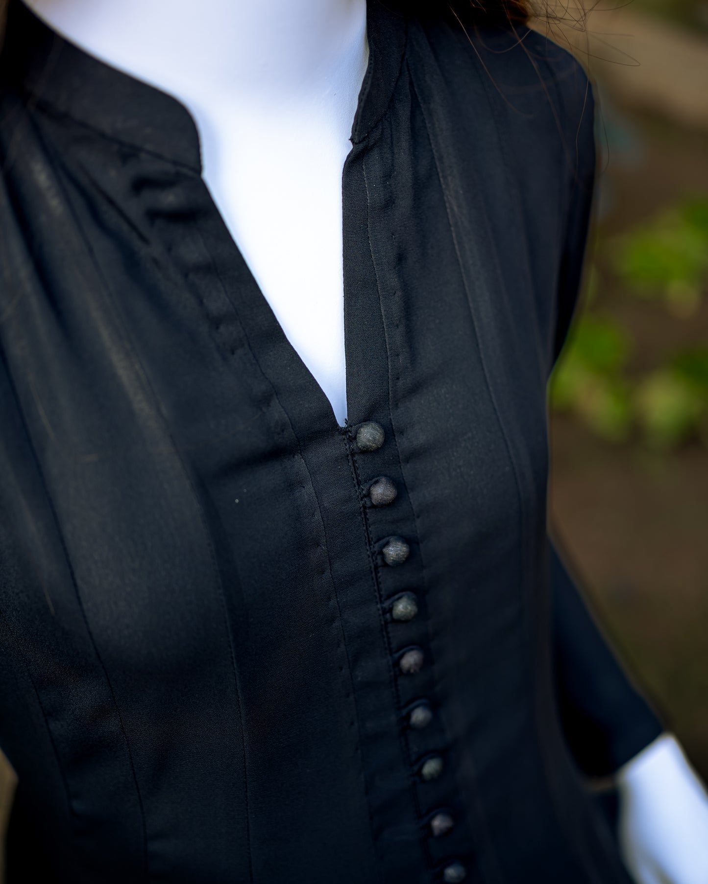 Plain Black Georgette Dress - Close Up Neck