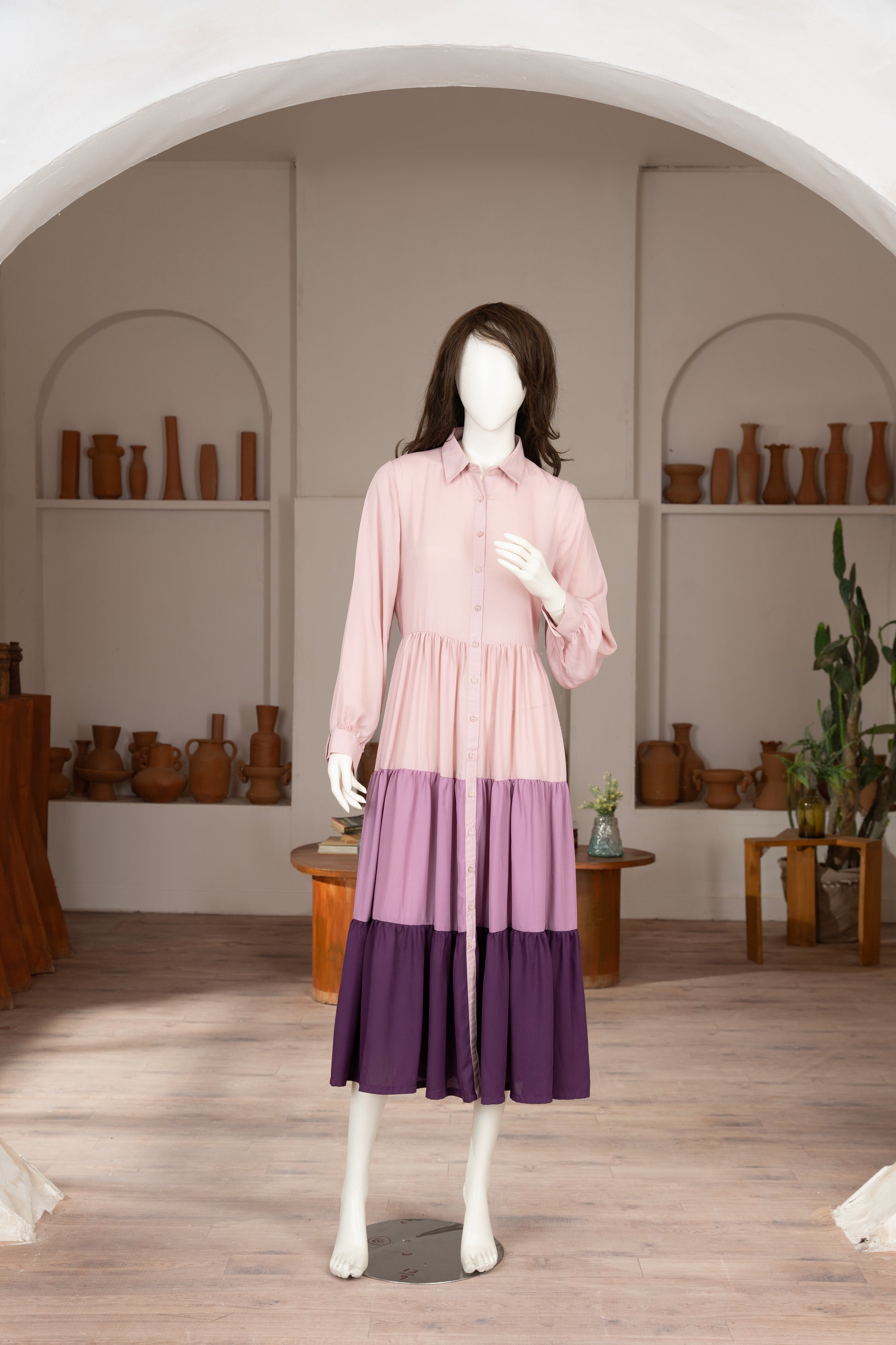 Purple Georgette Dress - Front Pose