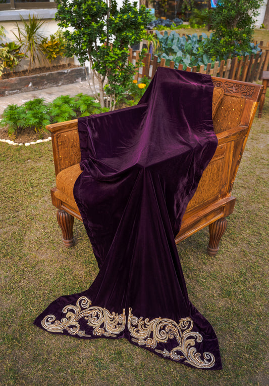 Purple Micro Velvet Shawl 