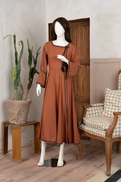 Rust Georgette Dress - Front Pose