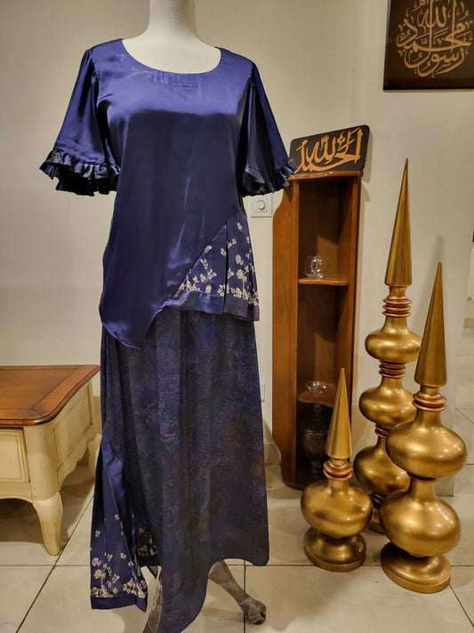 Purple silk skirt blouse