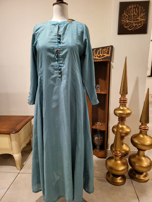 Sea green long dress